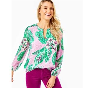 LILLY PULITZER Aaron silk top magnolia Lilac